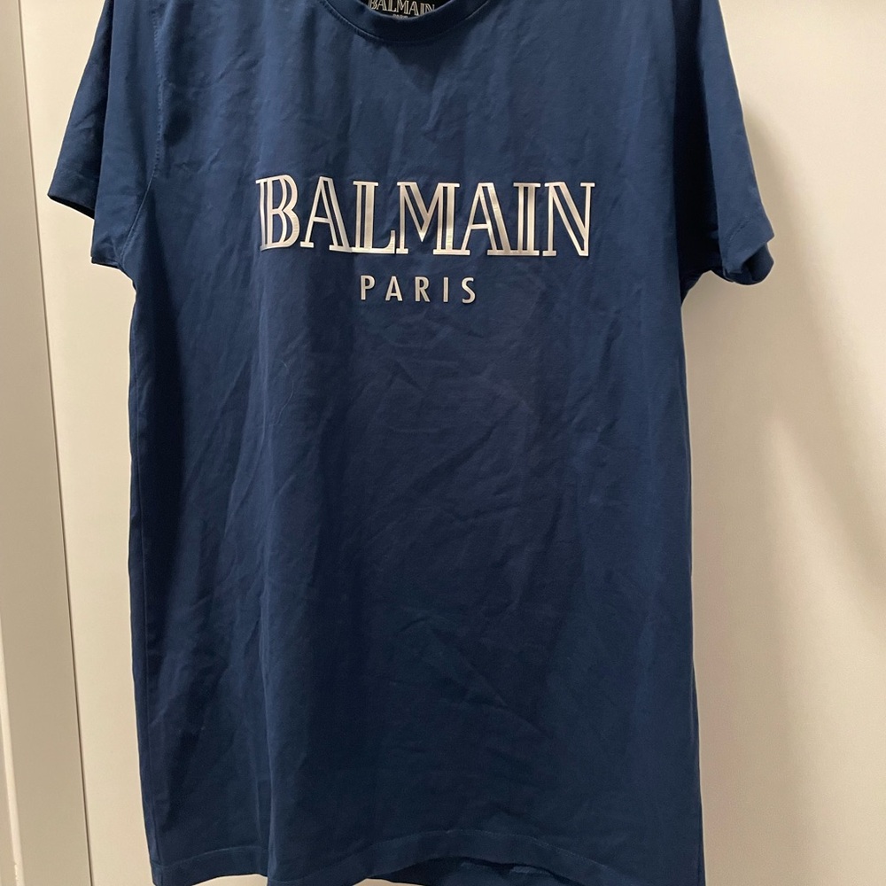 Balmain Navy Blue Short Sleeve Tee